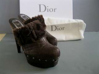 AUTHENTIC DIOR BROWN ICE CANNAGE CLOGS SHOES NEW 38.5  