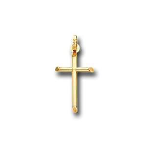   Solid Yellow Gold Small Tube Cross Charm Pendant: IceNGold: Jewelry