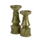   Distressed Olive Green Roman Clay Decorative Pillar Candle Holders