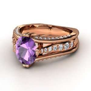  Concerto Ring, Oval Amethyst 18K Rose Gold Ring with 