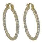 18K Gold over Sterling Silver Cubic Zirconia Hoop Earrings