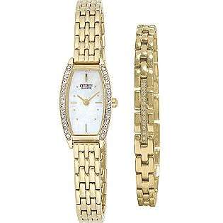 Ladies Eco Drive Dress Watch and Bracelet Set  Citizen Jewelry Watches 