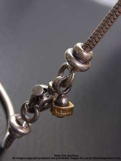   18K GOLD Sterling Silver Signed Designer Necklace Snake Chain Slider