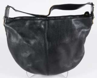Michael Kors Black Leather Hobo Goldtone Hardware Shoulder Bag Handbag 