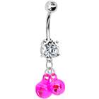 Body Candy Festive Hot Pink Jingle Bells Belly Ring