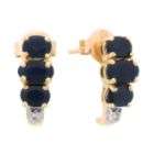 Lab Created Sapphire and 10K Yellow Gold Earrings with Diamond Accents