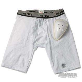   ProForce Compression Shorts w/ Cup   White/Black   Boys Large 27 29