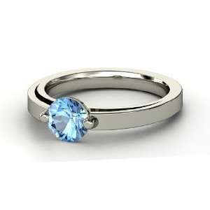  Pinch Ring, Round Blue Topaz Sterling Silver Ring: Jewelry