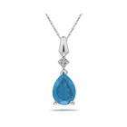 50ct pear shaped blue topaz diamond earrings in white gold