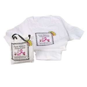 Pack of 2 Pink Ribbon Sisterhood Nightshirt in Matching Storage Bag 