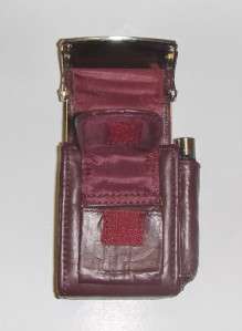   Genuine Leather Hard Cigarette Case Flip Top   BURGUNDY/WINE  