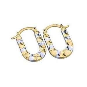    Horseshoe Hoop Earrings with Two Tone Gold Plating: Jewelry