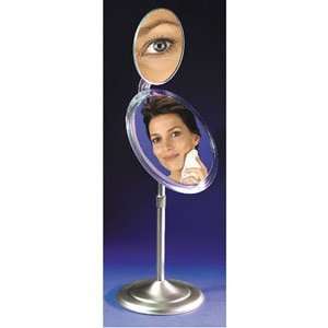  9 Makeup Magnifying Vanity Mirror, Satin Nickel, Multi 