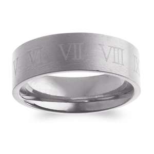  Jewelry Mens Titanium Engraved Roman Numeral Band   Personalized 