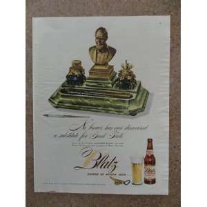 Blatz Beer ,Vintage 40s full page print ad (founder, Valentin Blatz 