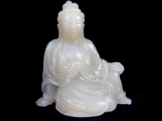 Fine Chinese Carved White Jade Kwan Yin Statue  