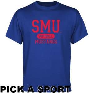  SMU Mustangs Royal Blue Custom Sport T shirt   (Small 