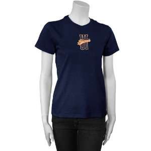 Illinois Fighting Illini Navy Blue Ladies Stretch Logo T shirt:  