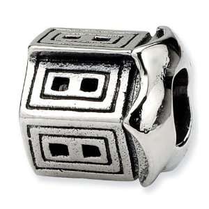    925 Sterling Silver Charm Rectangular Square Bali Bead Jewelry