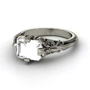    Acadia Ring, Emerald Cut Rock Crystal Platinum Ring Jewelry