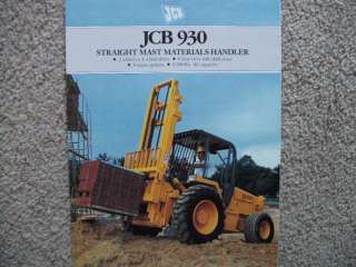 Vintage JCB 930 Forklift Sales Brochure Literature  