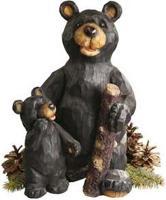 Black Forest Bear Pair Statue  