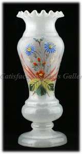 Muhlhaus Bristol Glass Vase Enamelled Flowers Bohemian  