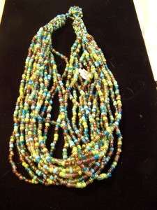 New Jewelry Necklace Beads Multi Strand Turq Green Bronze Accessories 