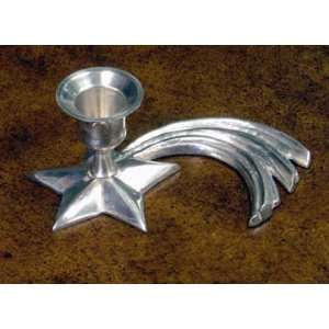  Antique Finish Silver Brass Candle Holder with Star Base 