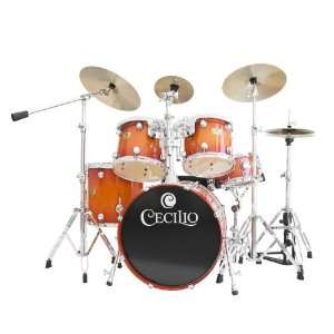   DS 480OR High Grade 5 Piece Orange Drum Set with 4 Cymbals and Seat