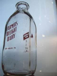 Vintage Milk Bottle Orange FARMERS DELIGHT LEECHBURG PA  