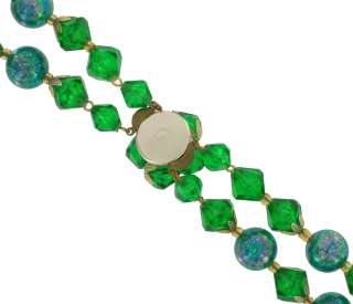 Vintage West Germany Green AB Beaded Strand Necklace  