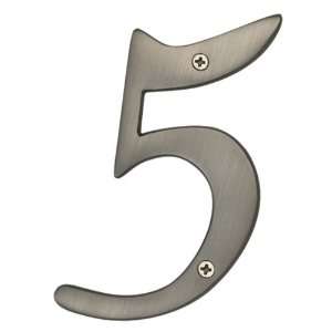  8 Solid Brass House Number 5   Brushed Nickel: Home 
