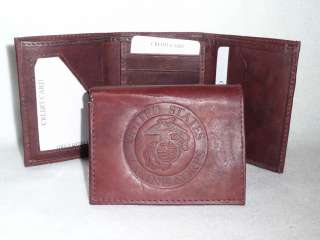 UNITED STATES MARINE CORPS Leather TriFold Wallet USMC NEW dk z  