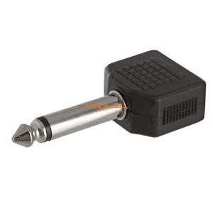    Cmple   6.35mm Mono Plug to 2x3.5mm Mono Jack Adapter Electronics