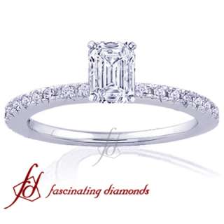   Cut Petite Diamond Engagement Ring Pave Set 14K SI2 E COLOR GIA  
