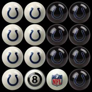 NFL INDIANAPOLIS COLTS POOL TABLE / BILLIARD BALL SET  