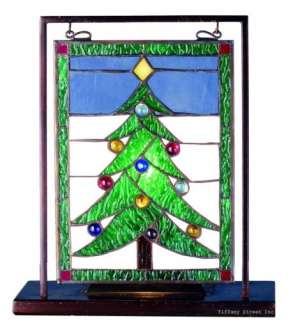 Christmas Tiffany Style Stained Glass Window Panel  