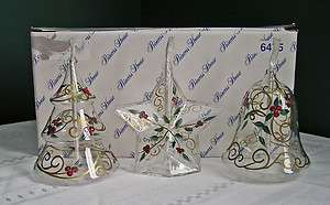 PRINCESS HOUSE #6475 HAND PAINTED CRYSTAL CHRISTMAS OIL LAMPS SET OF 3 