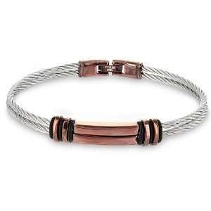   Cable Bracelet with Bronze Colored Accents   7 Inches West Coast