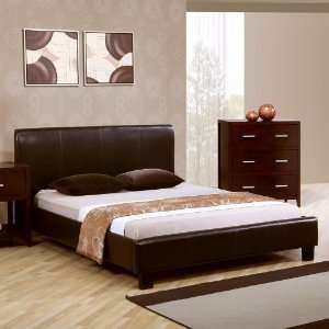 King Southern Enterprises Avalon Upholstered Panel Bed in Brown Faux 