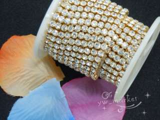 888 clear crystal rhinestone close chain trims golden 5.8 meter  