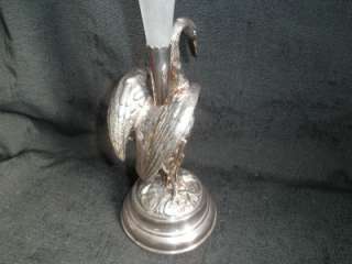   Vintage SILVER Swan EPERGNE with GLASS TRUMPET 40CM TALL  