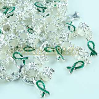   Ribbon AWARENESS Dangle Charm Beads Findings Fit EP Bracelet  