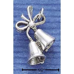  Sterling Silver Bells with Bow Charm Necklace Chain 