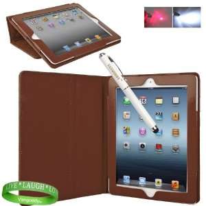  Brown Padded iPad Skin Cover Case Stand with Screen Flap 