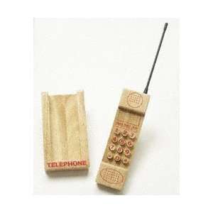   Cordless Wooden Push Button Telephone   7 x 2 Inches