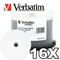 50 Verbatim 16x DVD+R White Inkjet Blank DVD media Disc  