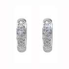   Diamonds 1/4 Carat Pave Diamond 14k White Gold Hoop / Huggie Earrings