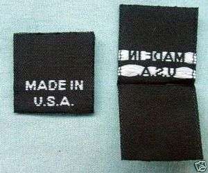 100 WOVEN CLOTHING LABELS, SIZE TAGS MADE IN U.S.A.  